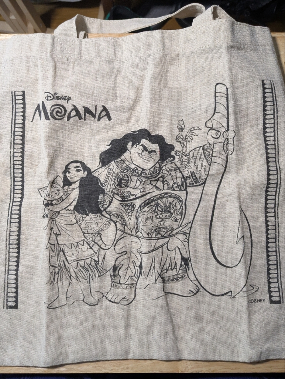 Disney Movie Club Exclusive Moana & Maui Jute Tote Bag - NWT